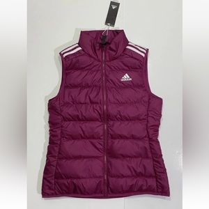 Adidas Women's Active Essentials Light Down Parka Vest Berry Size S *NEW*